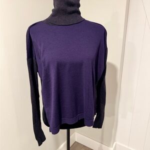 Les Copains Purple Body with Black Turtleneck Sweater